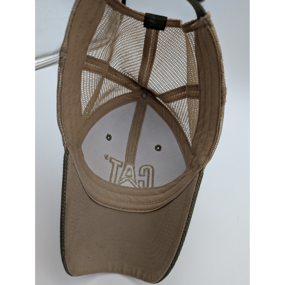 Caterpillar CAT Trucker Hat Olive Green Tan Mesh Back Adjustable Cap EST 1925 - Picture 4 of 4